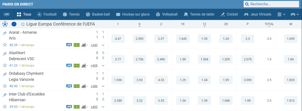 paris sportifs 1XBET